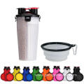 Portable dog travel water bottle with collapsible bowl